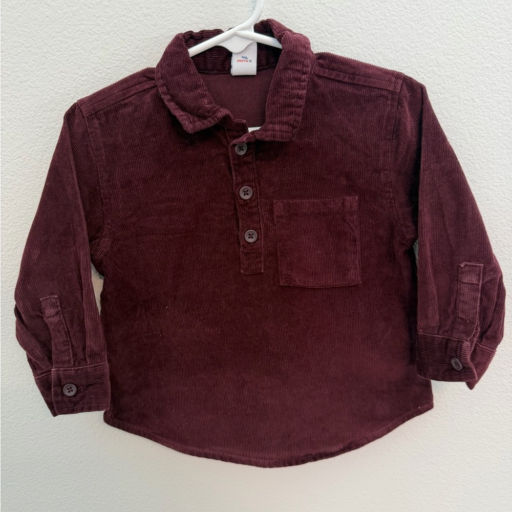 Old Navy Maroon Corduroy Kids Button-Down Shirt